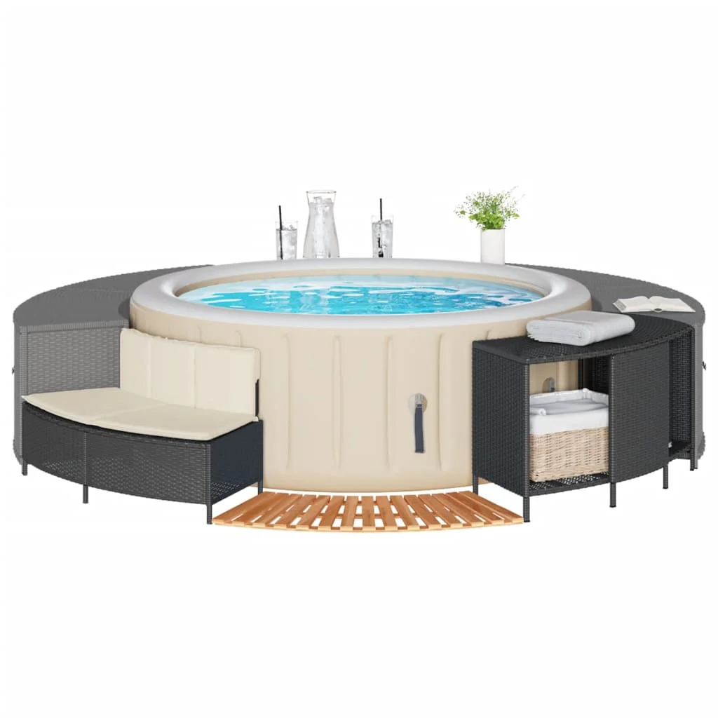 Mehrfarbige Poly-Rattan-Schutzhülle, geeignet für tragbare Whirlpools im Freien, abnehmbares Abdeckungsdesign Image