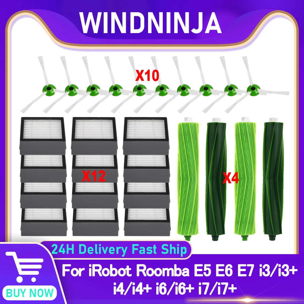 Ersatzteile der E/I/J-Serie für iRobot Roomba E5 E6 E7 i3/i3+ i4/i4+ i6/i6+ i7/i7+ Rollenbürste, Hauptbürste, Seitenbürste, Filter, Staubsaugerzubehör Image