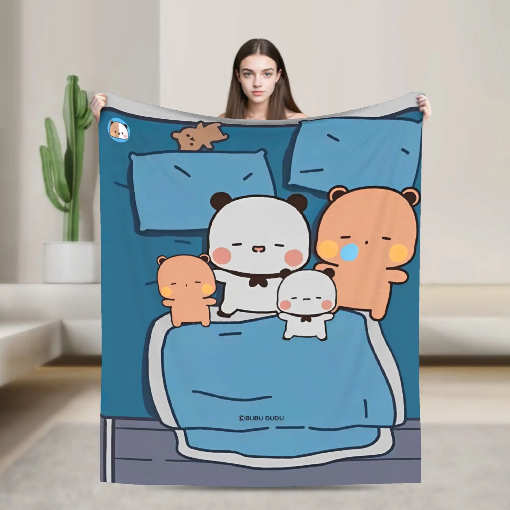 Bubu Dudu Schlafdecke, warm, weich, bedruckt, Plüsch-Überwurf, Decke für Mädchen, Jungen, Schlafzimmer, Flanell, Tagesdecke, Bettdecke Image