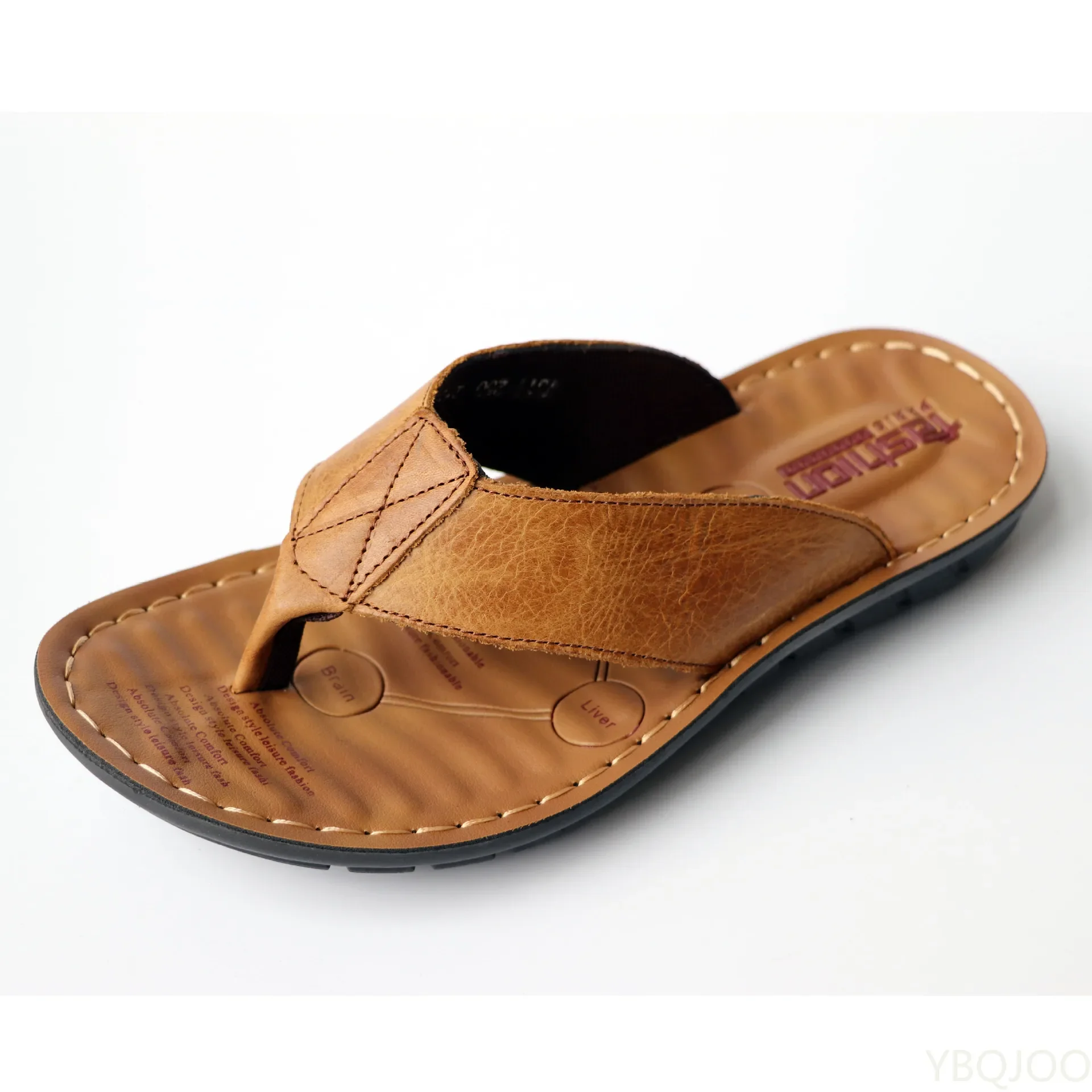 Sommerschuhe Leder Herren Flip Flops Schuhe Outdoor Strand Casual Flache Hausschuhe Trend Flache rutschfeste Clip Toe Sandalen Große Größe