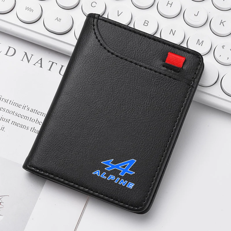 Portefeuille en cuir pour voiture avec logo Alpine, Kadjar, Twingo, Megane, Scenic, Kangoo, Captur, mini porte-cartes de crédit, portefeuille portable, portefeuille avec emblème de voiture