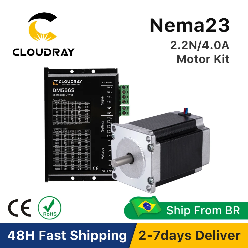 Cloudray Nema 23 Schrittmotor-Treiber-Set, offene Schleife, 2,2 Nm, 4 A, 1,4 A–5,6 A, 18–50 VDC, für 3D-Drucker, CNC-Gravierfräsmaschine Image