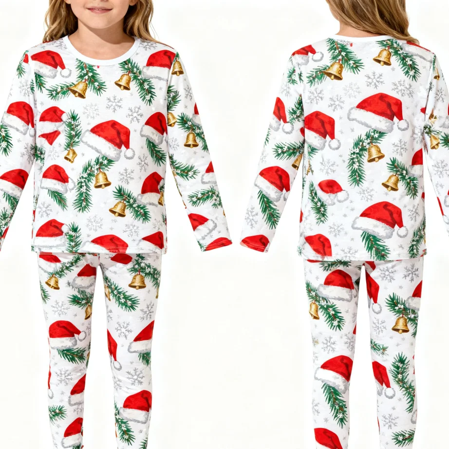 Kinderset, süßes und kindliches Langarm-T-Shirt und lange Hose für Weihnachten, modisch und vielseitig Image