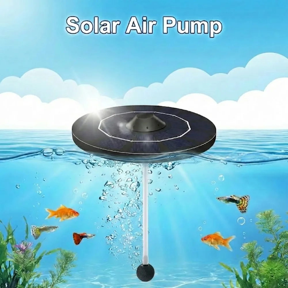 2,5W Schwimmende Solar-Sauerstoff-Luftpumpe, Teichzirkulations-Sauerstoffanreicherungspumpe mit Rohr und Luftblasenstein für Fischbecken und Aquarien Image