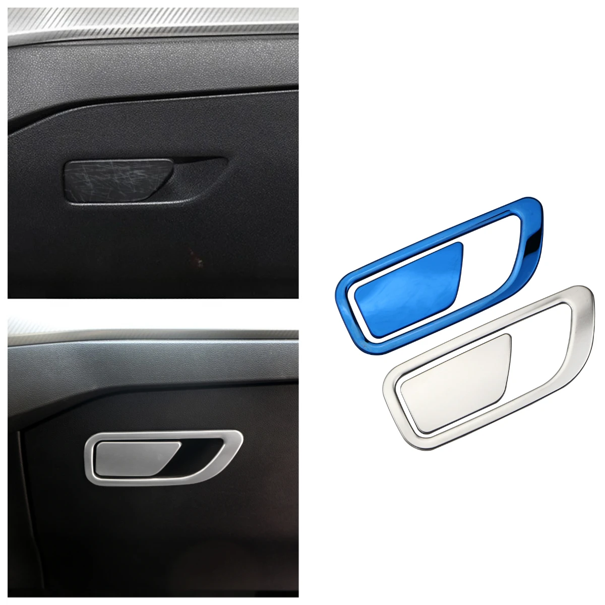 Edelstahl Auto Beifahrer-Aufbewahrungsbox Griffrahmen Abdeckung Aufkleber für Ford Focus 4 Focus4 MK4 2018 2019 LHD Auto-Styling Image