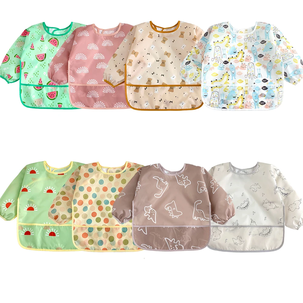 Bavoirs imperméables à manches longues pour bébés, tabliers d