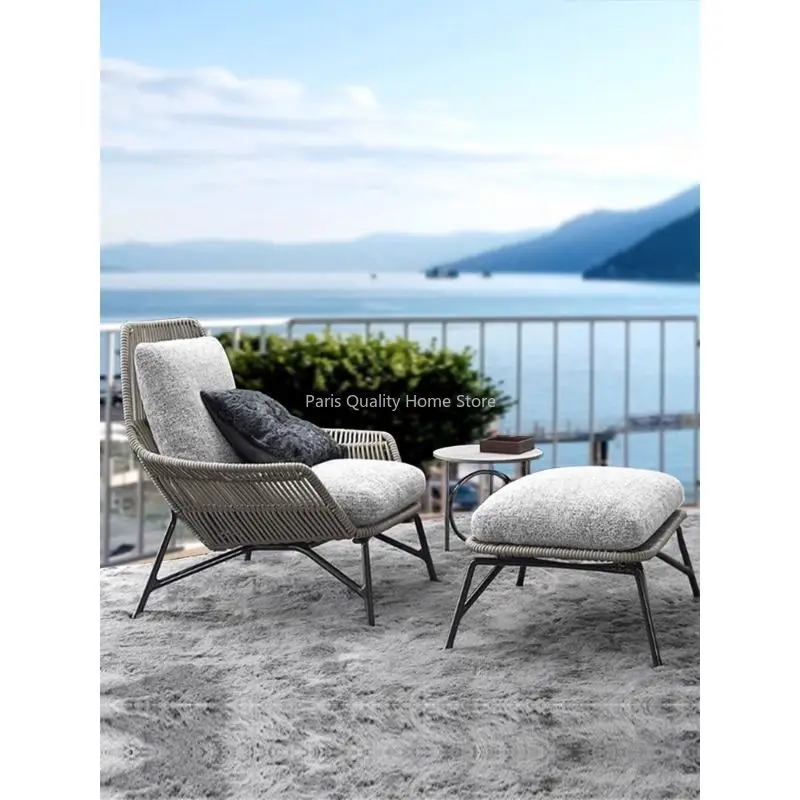 Nordic Outdoor Balcony Rattan Chair Villa Courtyard Garden Sun Room Outdoor Leisure Lazy Rope Woven Sofa Chair
