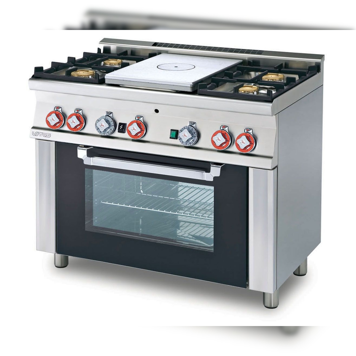 ALL PLATE Gas + 4 Brenner mit statischen Gas-Backofen und Grill. Abmessungen 100x60 h90 cm. Glastür. Modell TPF4-610G Image