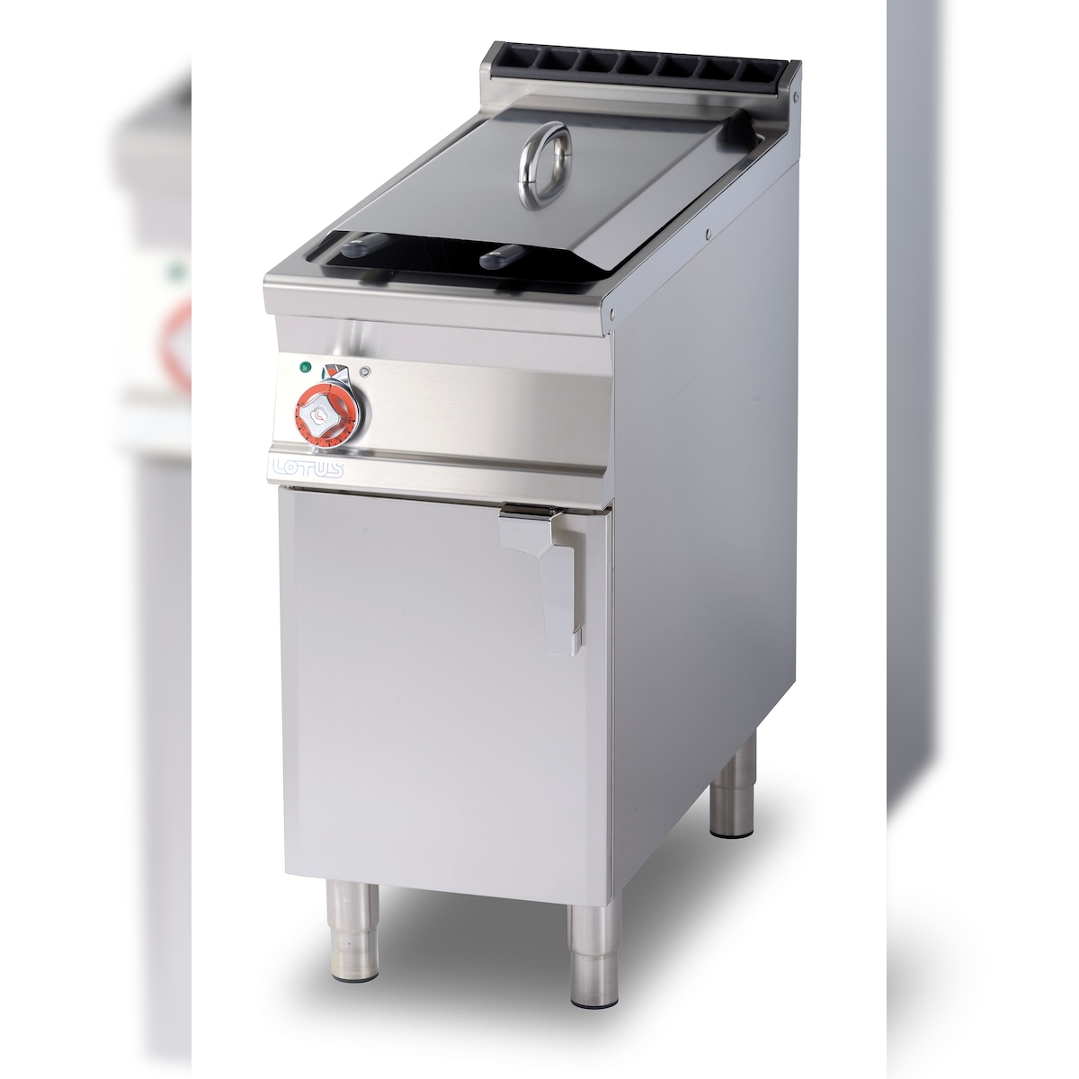 Redcook Gas Friteuse 1 Becken von 18 LT. Struktur aus rostfreiem Stahl. Abmessungen 40x90 h90 cm. Modell F18-94G Image
