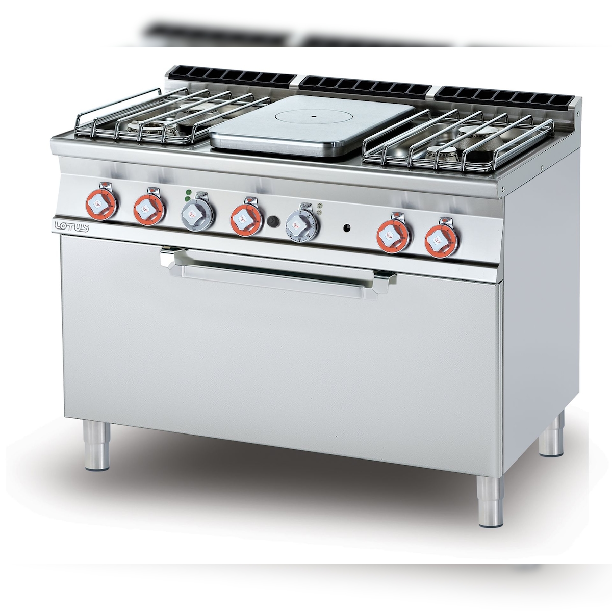 All-Gas-Kochfeld + 4 Brenner mit Zündflamme auf statischen Elektro-Maxi-Ofen. Abmessungen 120x70,5 h90 cm. Modell TPF4-712GPE Image