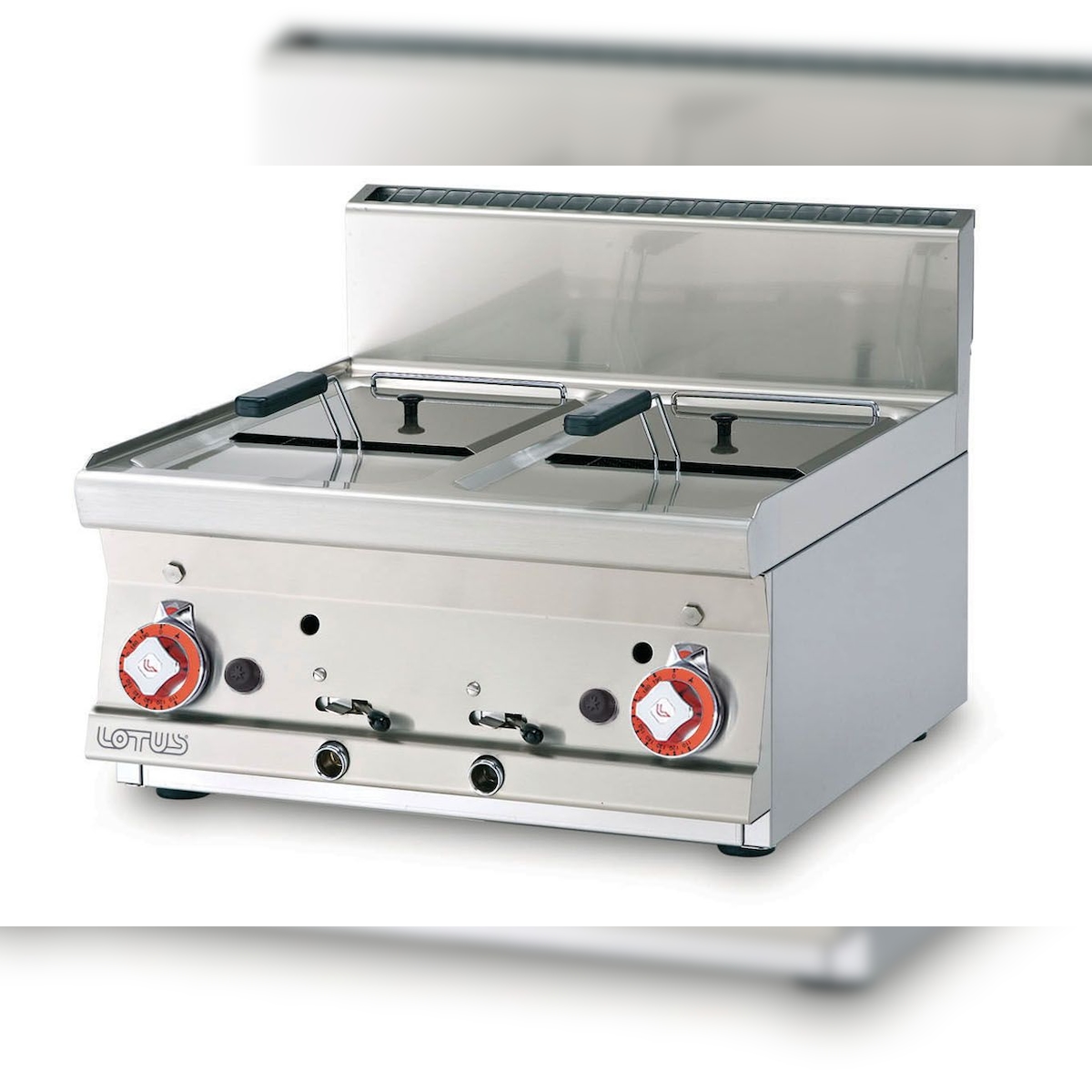 Redcook Gas-Aufsatzfritteuse 2 Becken 8 + 8 lt cm 22x27,5x22h. 2 Körbe 20x24x9h Maßnahmen cm 60x 60x 28h Modell F2/8T-66G Image