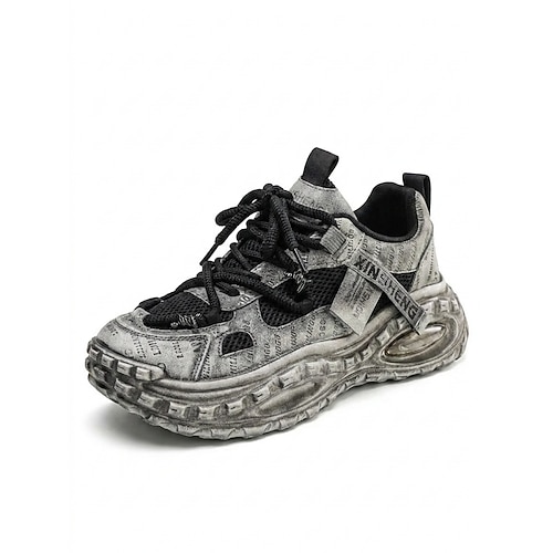 Klobige Herren-Sneaker für Musikfestivals, Schnürschuhe für Outdoor-Aktivitäten, leichte, gedämpfte Sportschuhe für Konzerte, Streetwear und Camping Image
