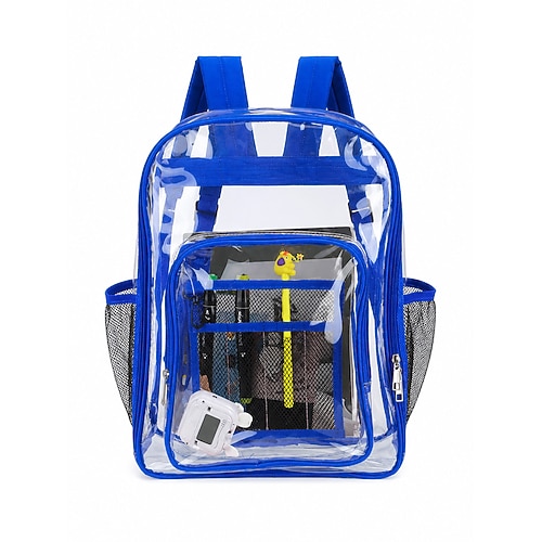 Robuster, transparenter Rucksack für Mädchen – stadiontaugliche, transparente Schultasche für Schüler, Arbeit und Reisen – strapazierfähiger PVC-Rucksack Image