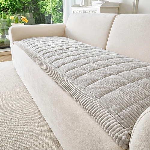 Waschbare Hunde-Sofabezüge, rutschfeste Plüsch-Sofaschoner, flauschige Haustier-Sofabezüge für 3-Sitzer-Sofas, haustierfreundlich Image