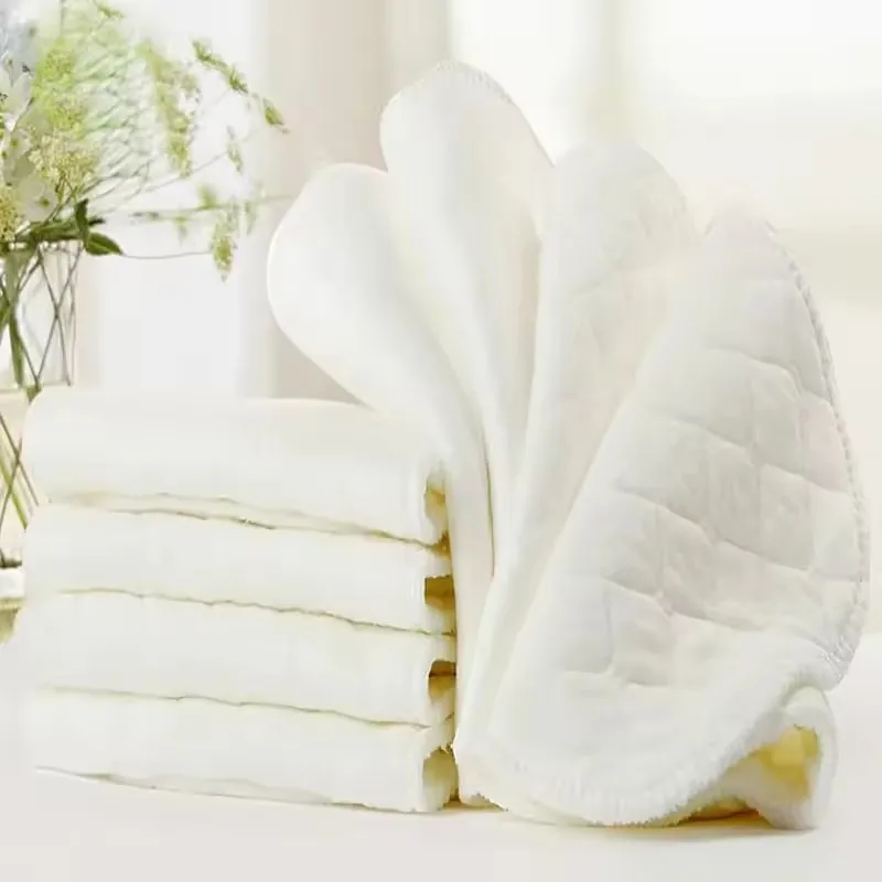 5/10 Stück wiederverwendbare Babywindeln, Stoffwindelhöschen, 3/6-lagige Einlage, 100 % Baumwolle, waschbar, wiederverwendbare, umweltfreundliche Windel für die Babypflege Image