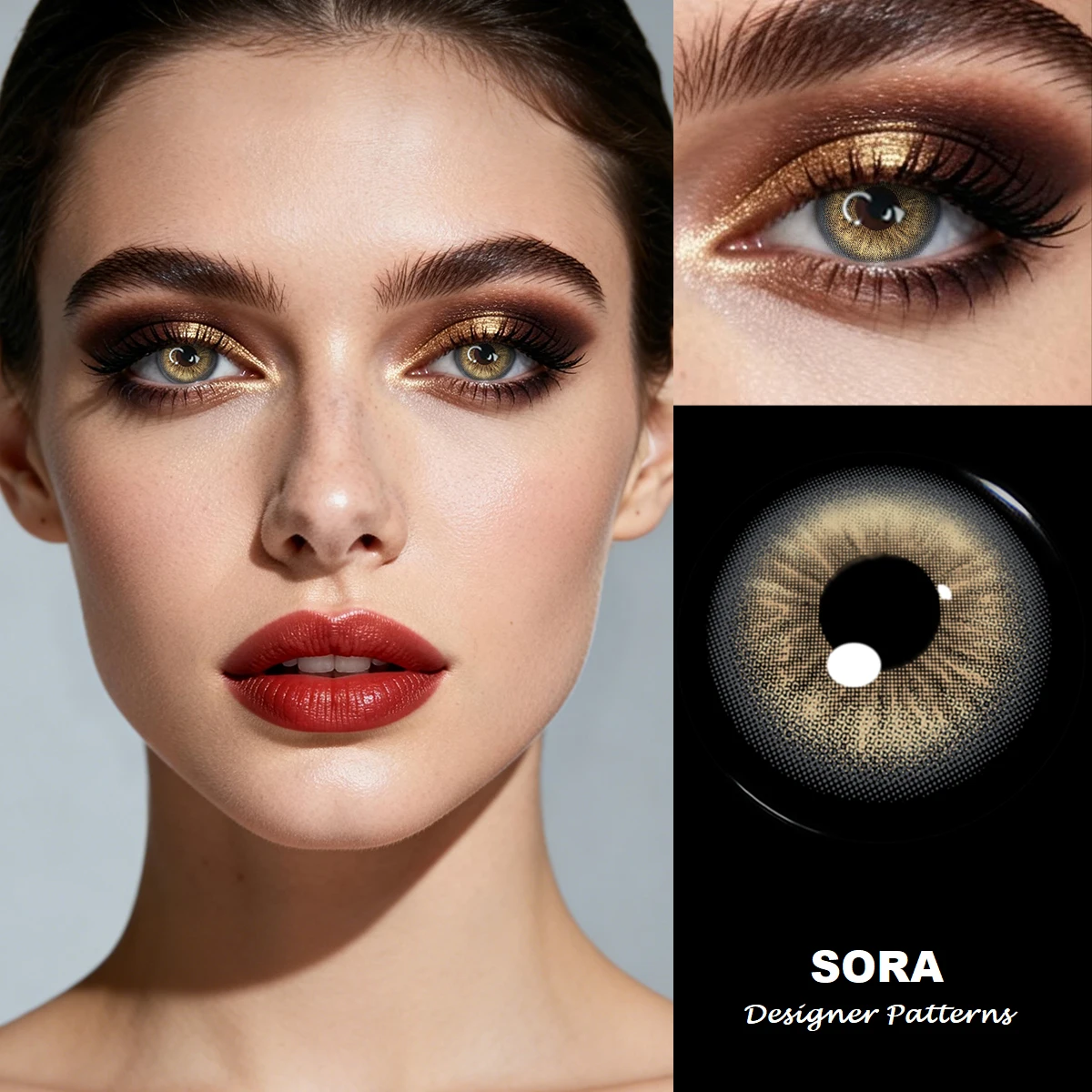 VISUASHOW Sora Natürliche Braune Farbige Kontaktlinsen Halbjährlich Austauschbar Korea-Design Weiche Linsen Blaue Augen Make-up Kontaktlinsen für den Täglichen Gebrauch Image