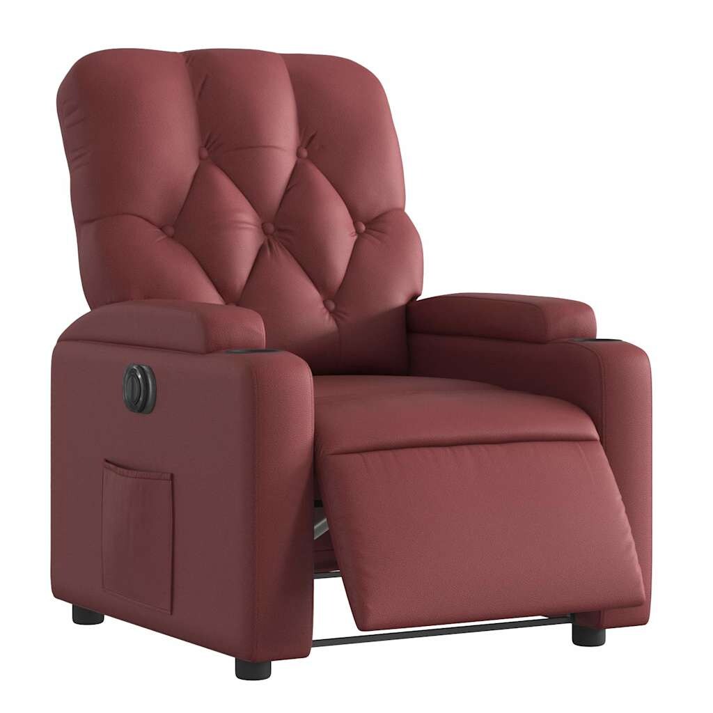 vidaXL Relaxsessel Elektrisch Weinrot Kunstleder Image