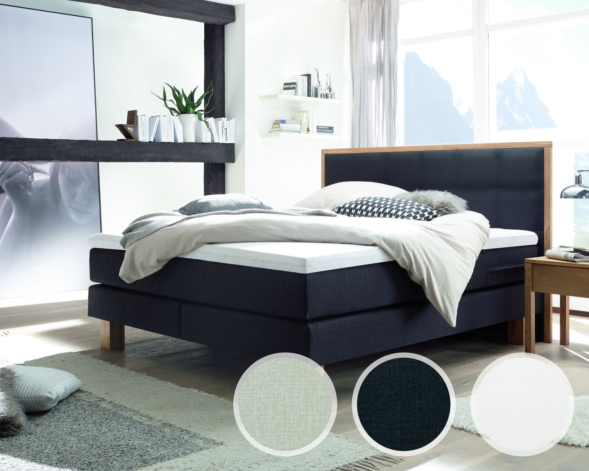 Hasena Boxspringbett Pronto Cottage 140x200 cm / Kul white / Eiche massiv bianco Image