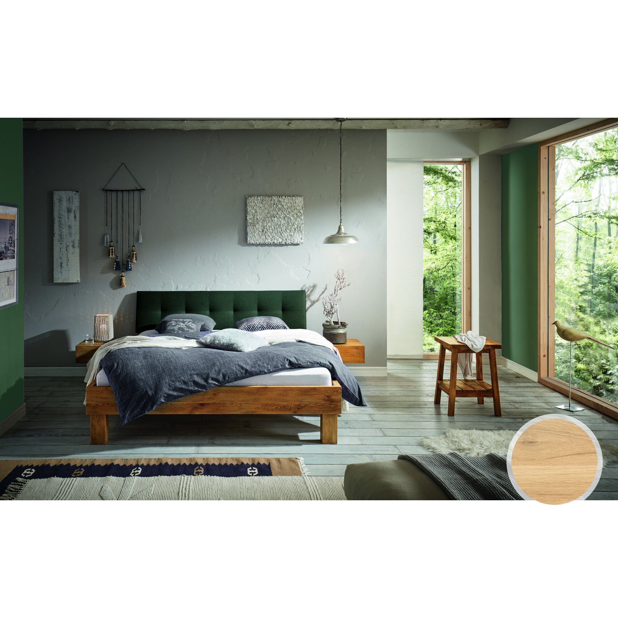 Hasena »Cadro 18« Bettrahmen Massivholz 100x200 cm / Wildeiche pure, gebürstet, geölt / Oak-Wild Image