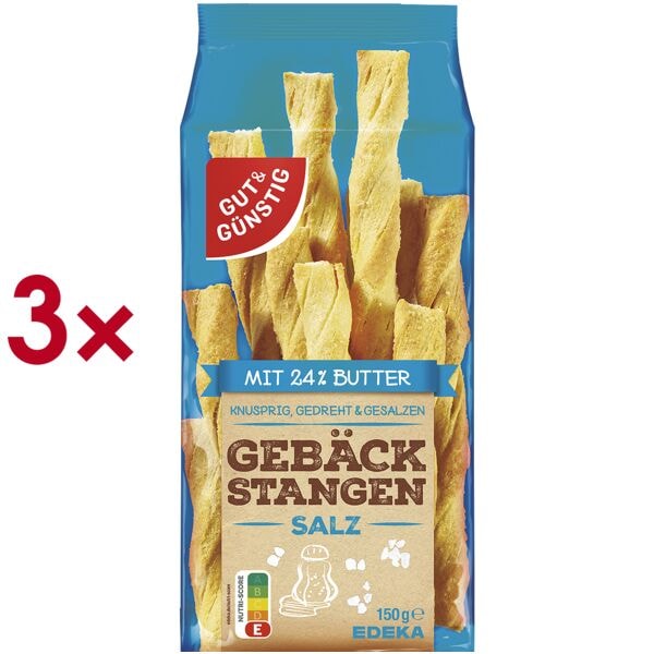 Gut & Günstig Kurzes MHD: 3x Gebäckstangen gesalzen 150 g Image