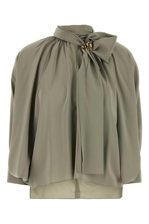 Relaxed Solid Shirt - Green - Max Mara Tops