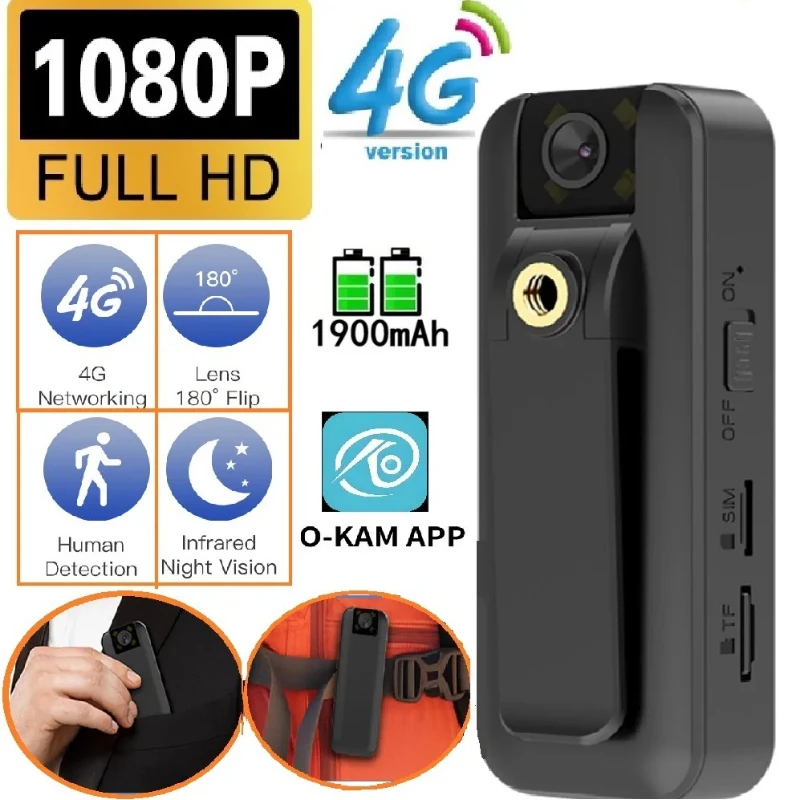 Caméscope portable 4G Full HD 1080P, mini caméra numérique, petite caméra sport DV, micro caméscope, enregistreur vidéo, vision nocturne, caméra de cyclisme