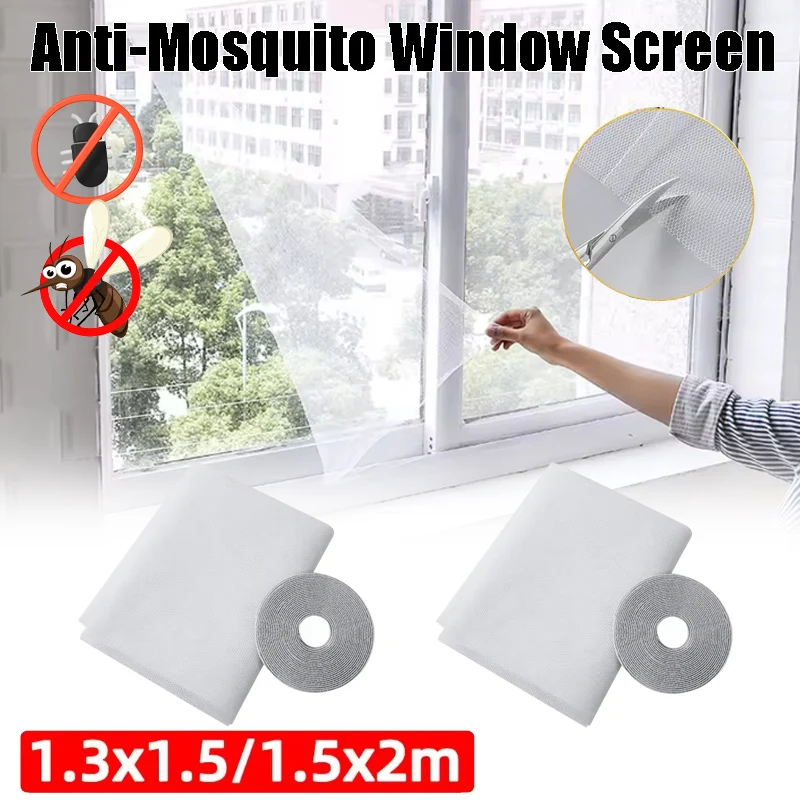Sommer Selbstklebendes Dickes Fenster-Moskitonetz mit Klettverschluss Abnehmbares Polyester-Netz DIY Insektenschutz für Zuhause