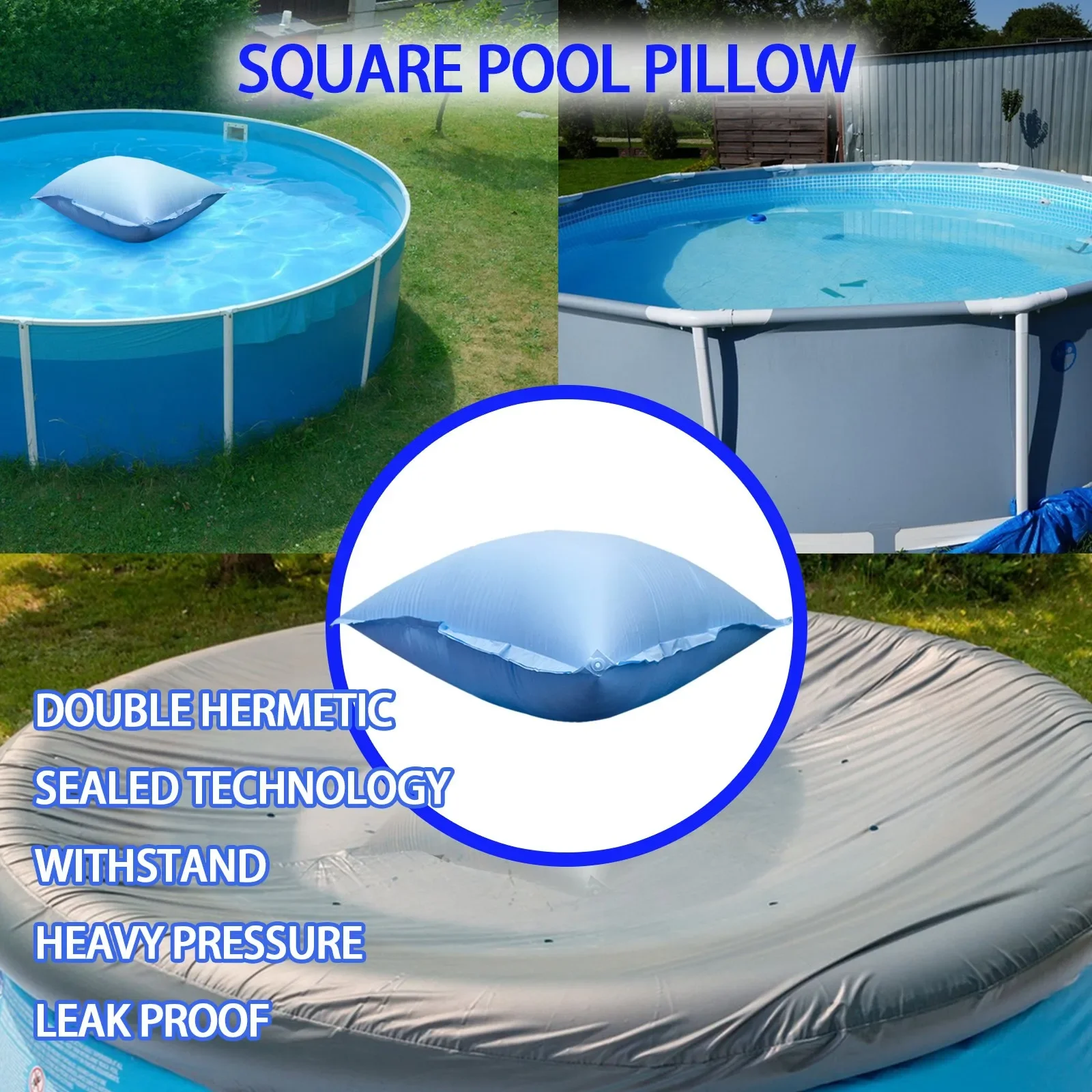 Coussins de piscine pour piscines hors sol, kit de fermeture de piscine hivernale, coussin de couverture de piscine avec corde 3m*2