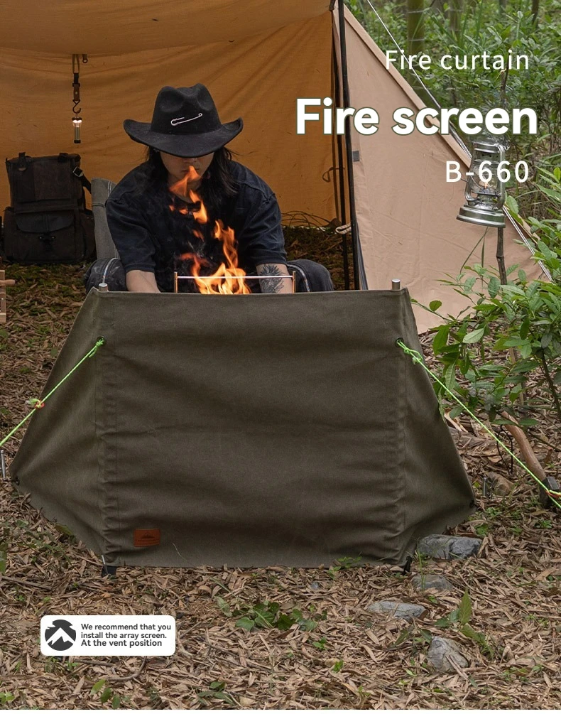 CAMPINGMOON B-660 flammhemmender Leinwand-Feuerbrennzaun, winddichter Zaun, winddichte Ausrüstung für Picknicks im Freien Image