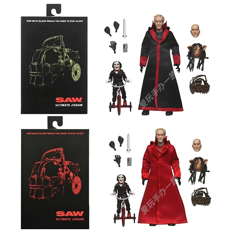 NECA Saw Figure Jigsaw Red Robe Actionfigur Schwarze Robe GK Statue Manga Figur Spielzeug Modell Ornament Halloween Geschenk für Freunde Image