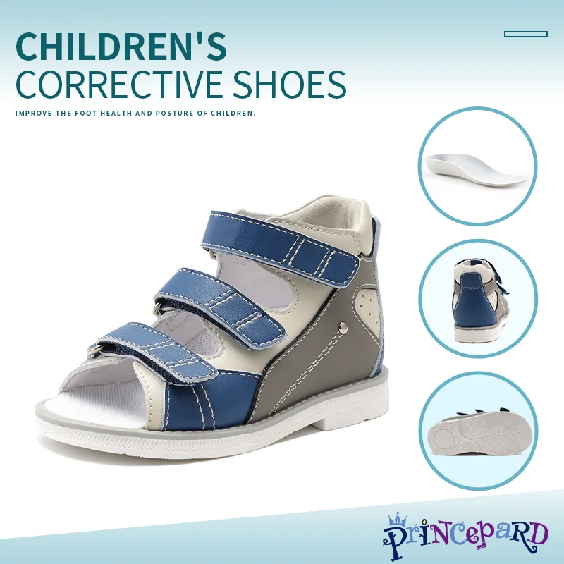 Orthopädische Sandalen für Kleinkinder, Korrekturschuhe mit hohem Knöchel am Rücken, orthopädische Sandale mit Stützfunktion für das erste Gehen Image