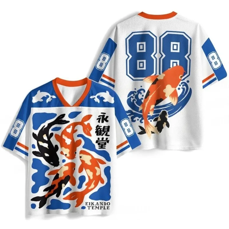 2026 Celebrity Design, beliebtes T-Shirt und Trikot, Koi-Fisch im Teich, Größe 88, schnell trocknende Kurzarm-Shirts für Kinder und Erwachsene Image