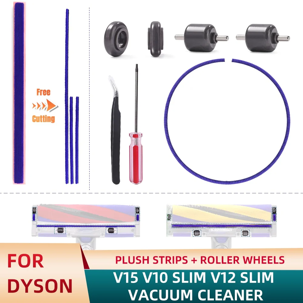 Für Dyson V10 Slim, V12 Slim, V15 Plush Strip & Roller Wheel Kit, komplettes Reparaturset mit Werkzeugen Image