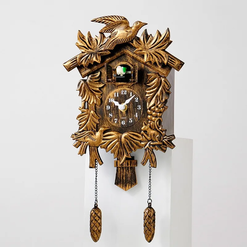 Vintage Kuckucksuhr mit Stündlichem Glockenspiel, Plastik-Kuckucksuhr, Wohndekor, Kinderzimmer-Wanduhr