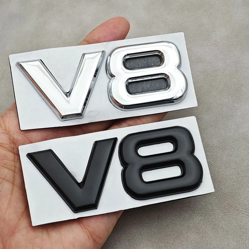 3D Metall Chrom Schwarz V6 V8 Auto Heckklappen-Aufkleber Emblem Abzeichen Aufkleber für Auto-Zubehör Image