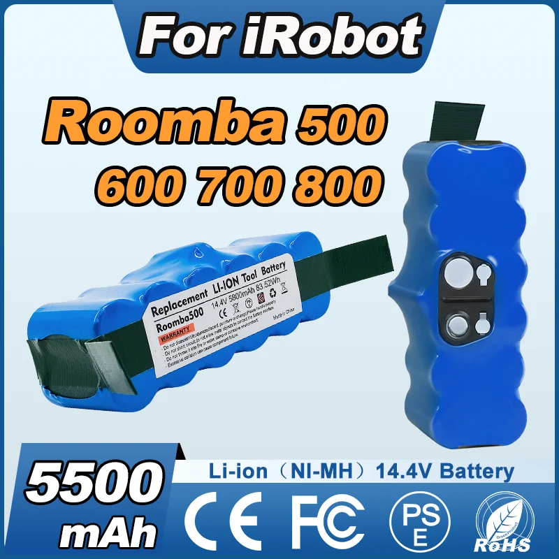 14,4 V 5500 mAh Akku für iRobot Roomba 500/900/800/600/700 Serie Staubsauger, wiederaufladbarer Akku 510 530 540 550 650 770 Image
