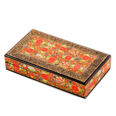 Floral Intricacy,'Floral Motif Papier Mache Decorative Box from India'