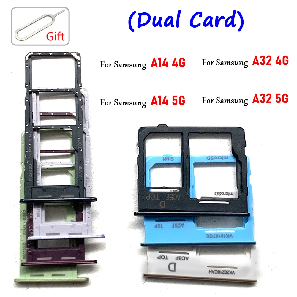 Dual Card SIM-Kartenhalter Fach Chip Slot Schublade Halter Adapter Buchse + Pin für Samsung A32 A14 4G / A14 5G / A32 5G Image