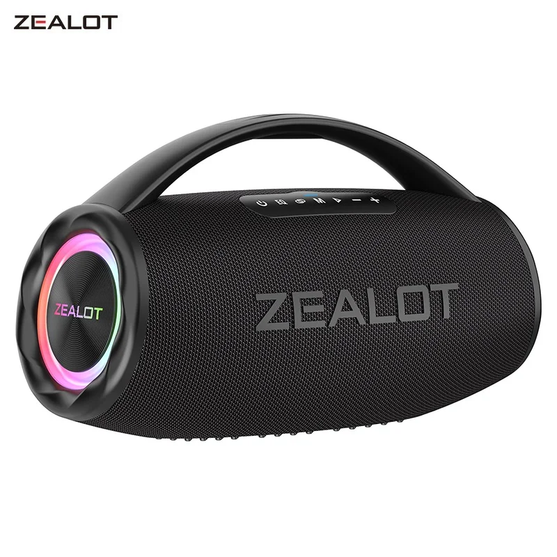 ZEALOT-S97 80 W Bluetooth-Lautsprecher, leistungsstarker kabelloser Lautsprecher mit tragbarem Griff, für Party, Camping, RGB-buntes Licht Image