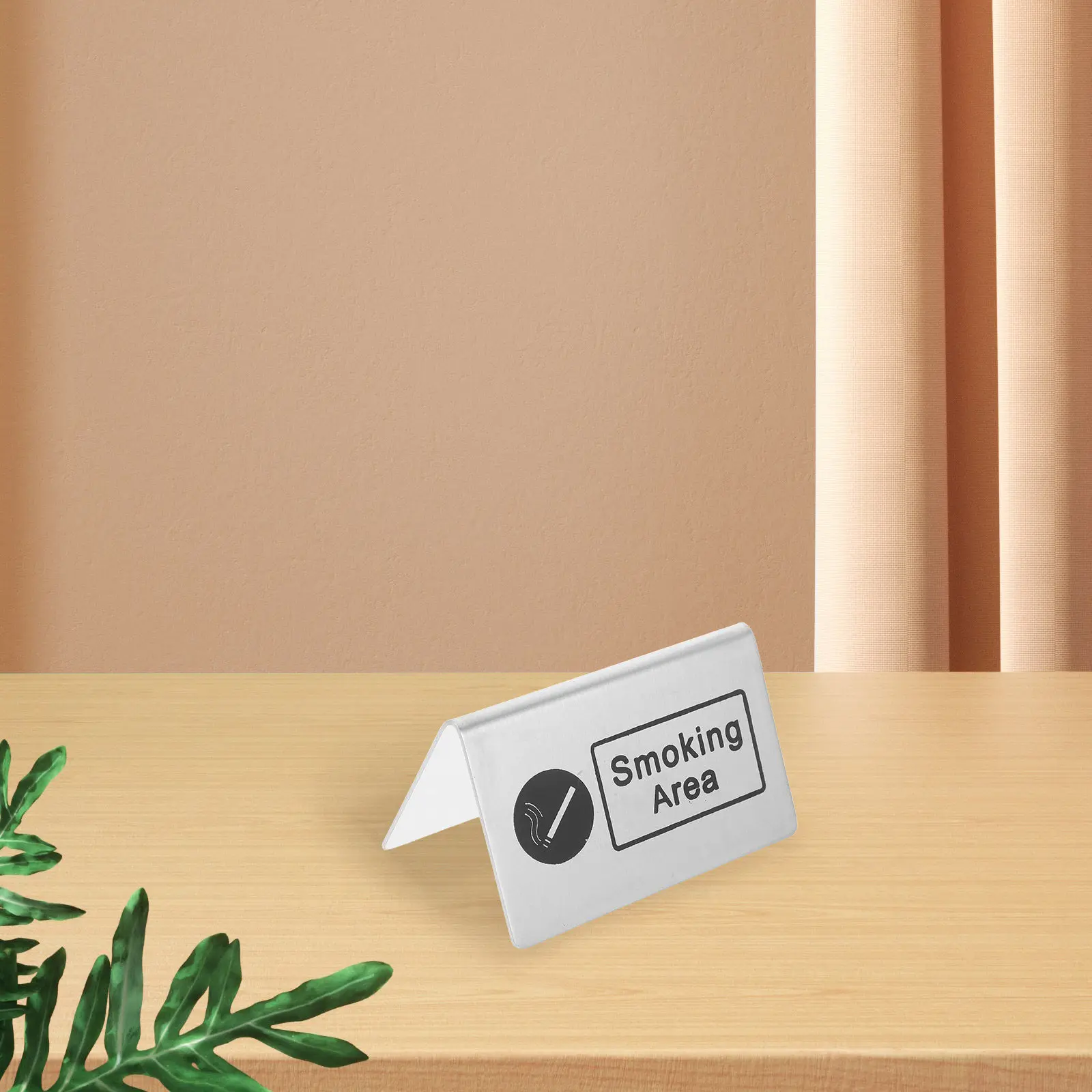 Edelstahl Raucherbereich-Schild Doppelseitiges Zuverlässiges Tischschild für Restaurants Hotels Cafés Vielseitiger Indikator Image