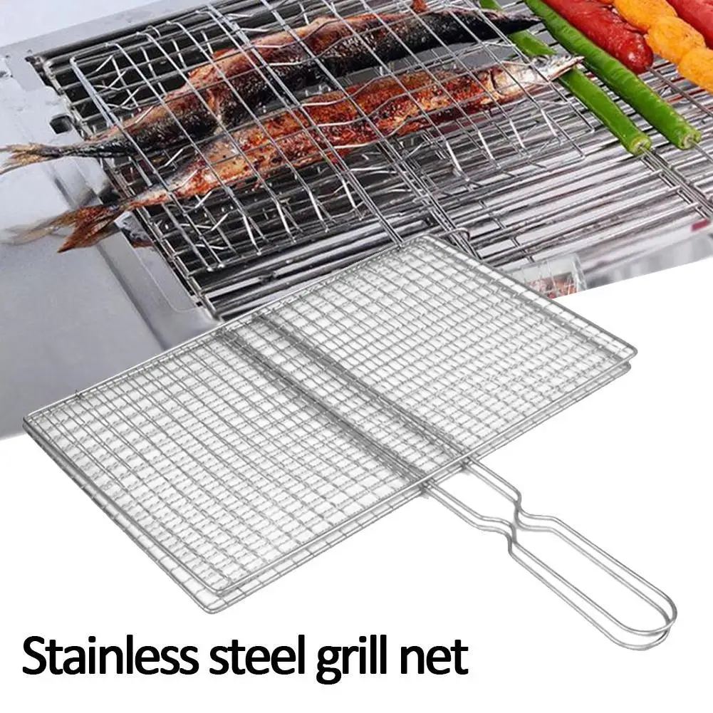 M/L Barbecue Grillkorb Grill BBQ Netz Steak Fleisch Fischnetz Gemüse Silber Eisen Mesh Klemme Grill Grillkorb Grill Image