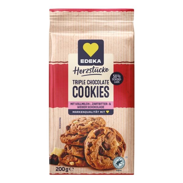 EDEKA Herzstücke Cookies »Triple Chocolate Cookies« 200 g Image