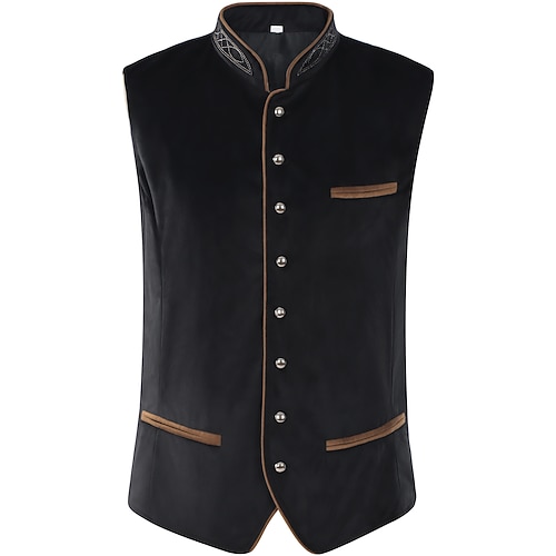 Oktoberfest gilet traditionnel Gilet bavarois traditionnel Broderie Velours Allemand Alpin Patrimoine Prairies Homme Carnaval Fête de la Bière Tissu de style traditionnel