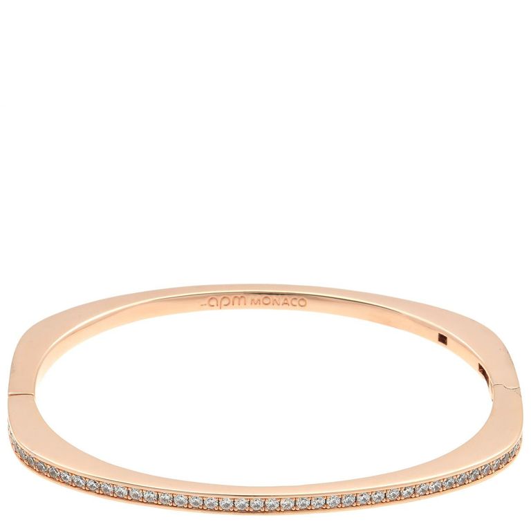 Rose Alloy Dainty Pave Bangle - Brown - Apm Monaco Bracelets