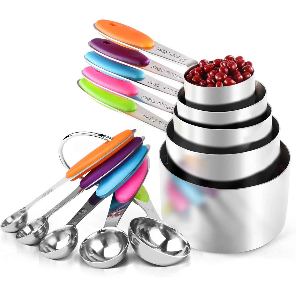 Messbecher und magnetische Messlöffel Set, Messbecher aus Edelstahl Image