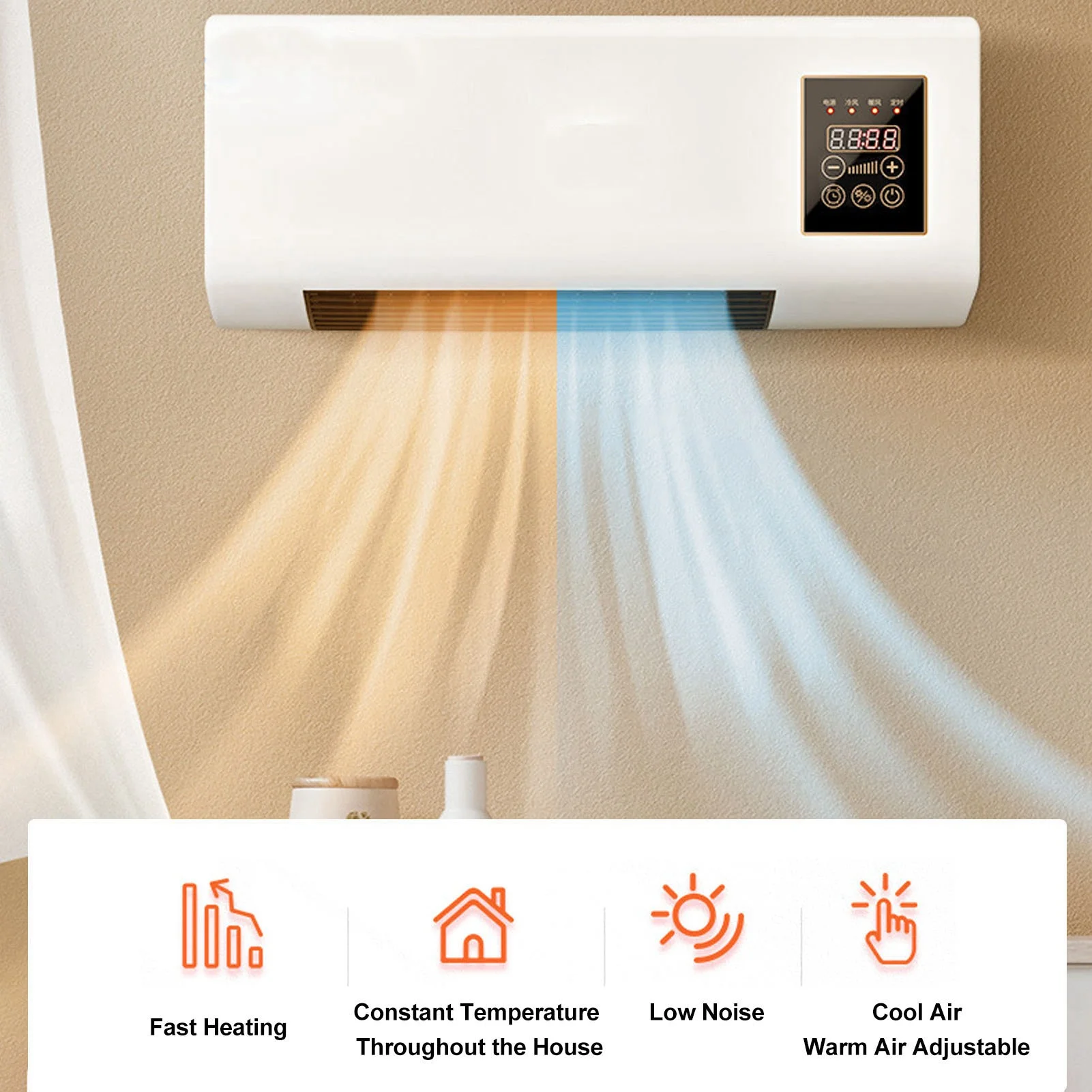 Chauffage Portable petit chauffage Portable mural Nature vent ventilateur de chauffage chaud pour salle de bain chambre Machine de chauffage murale