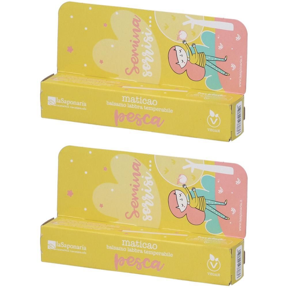 La Saponaria Maticao Balsamo Labbra Temperabile Pesca 2x8 g