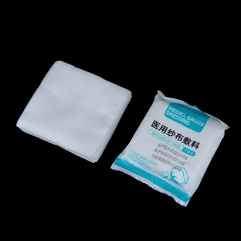 10 Stück 8-lagiges medizinisch absorbieren des Mull kissen Wund verband steriler Mull block Erste-Hilfe-Kit Mull kissen Wund versorgung Image