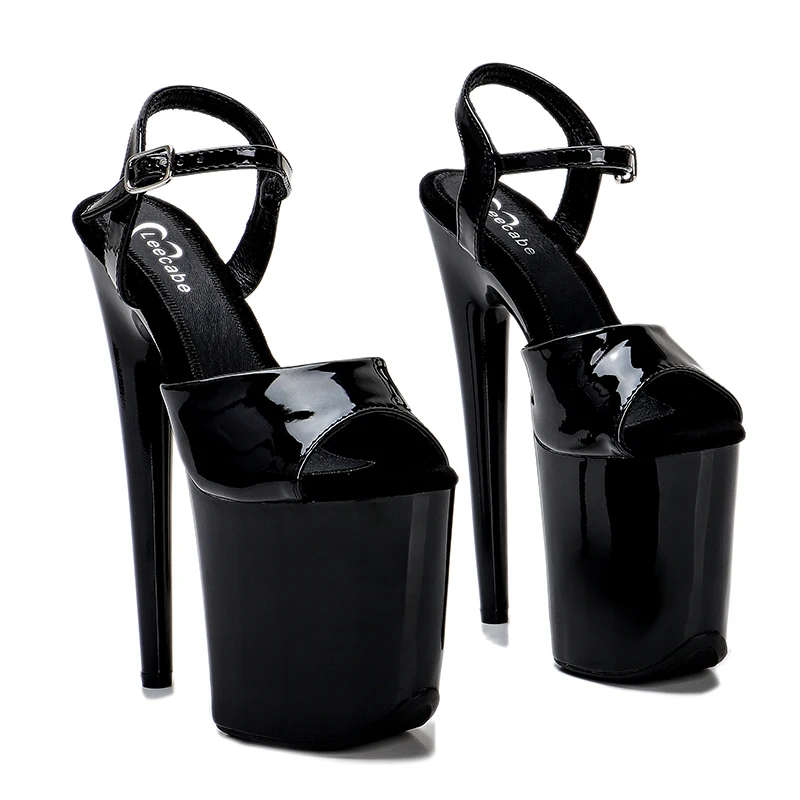 Leecabe 20 cm/8 Zoll Patente PU Obermaterial Trend Mode Plattform High Heel Sandalen sexy Stripper Ferse Pole Dance Schuhe