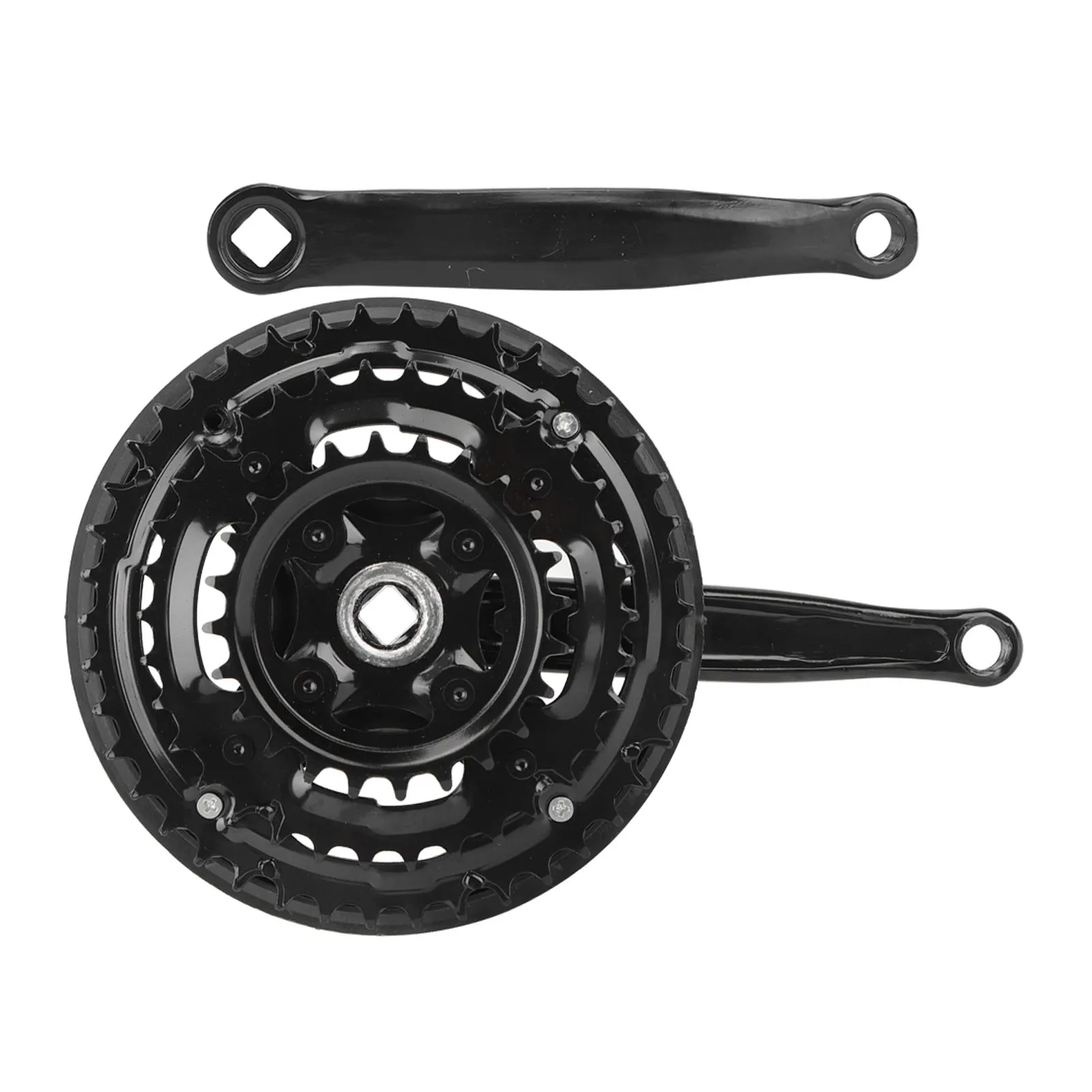 Hochwertige Fahrradkurbelgarnitur aus Kohlenstoffstahl 24-34-42T mit Kettenabdeckung für Rennräder und 21/24/27-Gang Mountainbikes Image